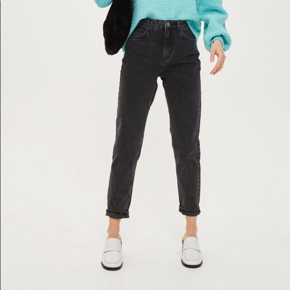 Topshop mom jeans in washed black